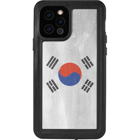 South Korean Flag Distressed iPhone 12 Pro Waterproof Case